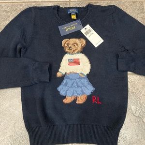 New Ralph Lauren Polo Children’s Large, (12/14), Bear Sweater